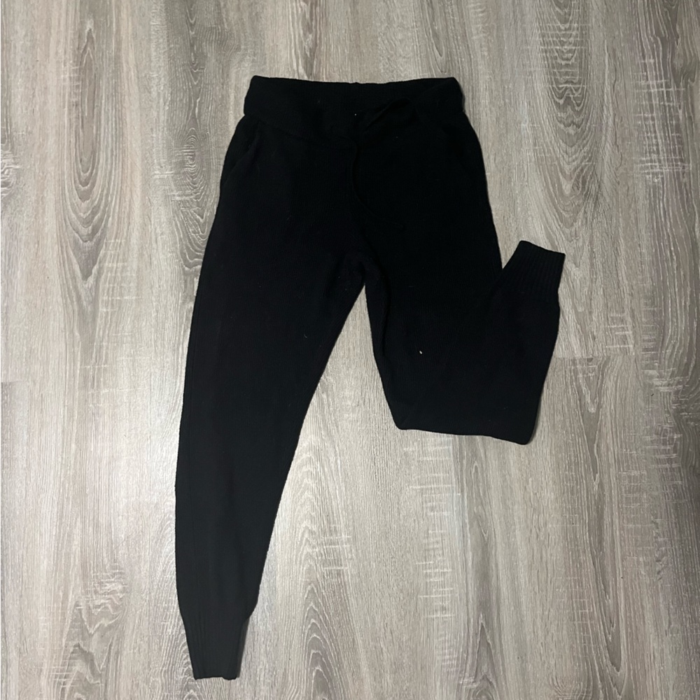Abercrombie & Fitch Black Ribbed Knit Joggers Size Medium